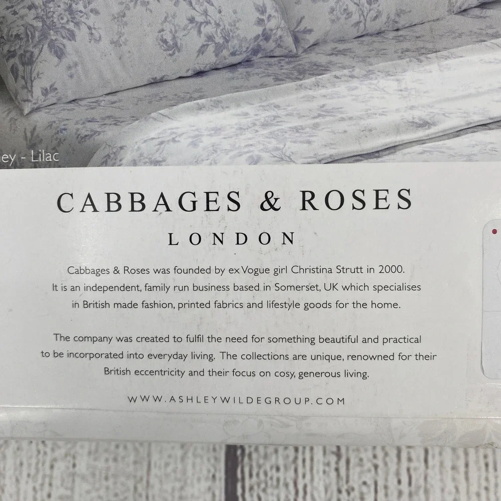 Cabbages & Roses Alderney Pillowcase Pair King Lilac Floral 100% Cotton Percale